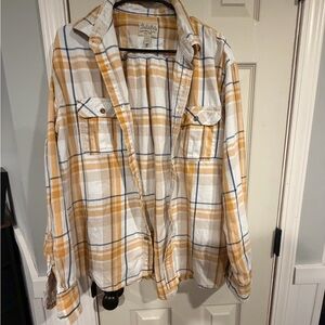 Cabela's Yellow and White Plaid Shirt